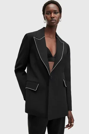 AllSaints Marynarka z domieszką wełny ATLAS KRYS BLAZER kolor jednorzędowa gładka W005QB
