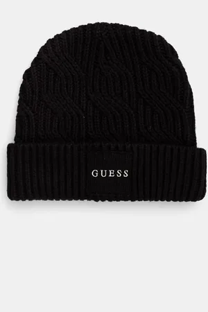 Guess Czapka z domieszką wełny CABLE BEANIE kolor z grubej dzianiny M4BZ10.Z3HD1