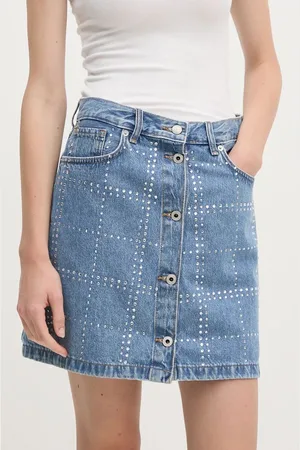 Pepe Jeans Spódnica jeansowa MINI SKIRT HW GLITTER kolor mini rozkloszowana PL901164