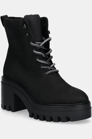 Calvin Klein Botki CHUNKY HEELED ZIP BOOT LTH damskie kolor na słupku YW0YW01548