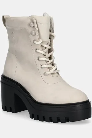 Calvin Klein Botki CHUNKY HEELED ZIP BOOT LTH damskie kolor na słupku YW0YW01548