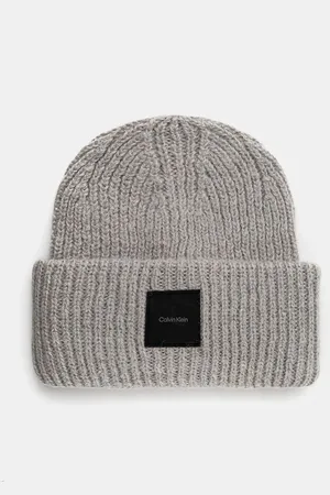 Calvin Klein Czapka wełniana kolor z grubej dzianiny wełniana K50K512357