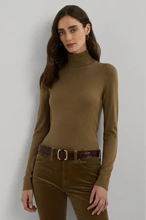 Ralph Lauren Sweter z domieszką jedwabiu kolor lekki z golfem 200940470