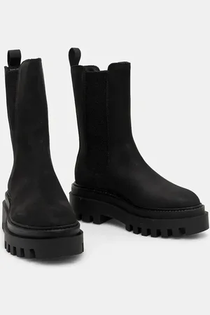Calvin Klein Sztyblety nubukowe FLATFORM CHELSEA BOOT MG NB kolor na platformie YW0YW01684
