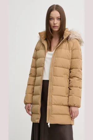 Tommy Hilfiger Kurtka puchowa damska kolor beżowy zimowa WW0WW43234