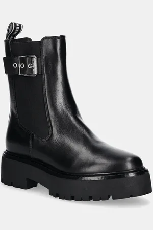 Karl Lagerfeld Sztyblety skórzane BURLY BIKER damskie kolor na platformie KL43460