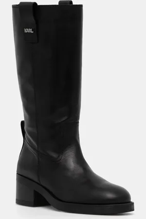 Karl Lagerfeld Kozaki skórzane BROOKLYN damskie kolor na słupku KL41774