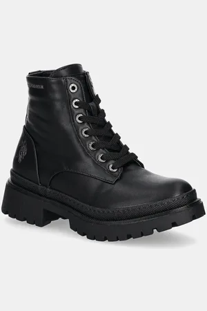 U.S. Polo Assn. Botki BYKER damskie kolor na płaskim obcasie BYKER001W/DU1