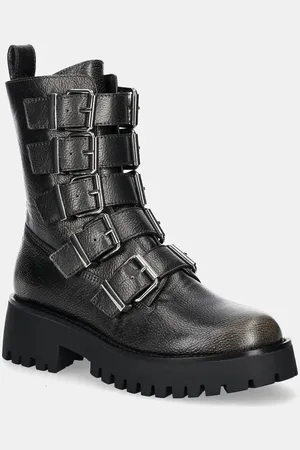 Steve Madden Botki skórzane Director damskie kolor na płaskim obcasie SM11003347