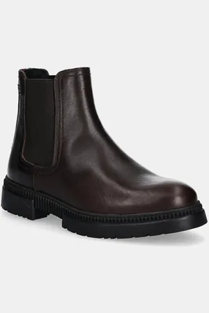 Tommy Hilfiger Sztyblety skórzane COMFORT TL TEXTURE LTH CHELSEA męskie kolor FM0FM05181