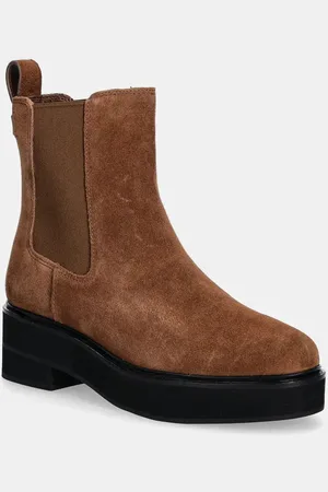 Ralph Lauren Sztyblety zamszowe Adrianna damskie kolor na płaskim obcasie 802951237001