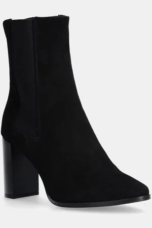 Calvin Klein Sztyblety nubukowe HEEL CHELSEA BOOT 85 SUE kolor na słupku HW0HW02192