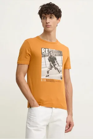 Benetton T-shirt bawełniany męski kolor z nadrukiem 3I1XU109U
