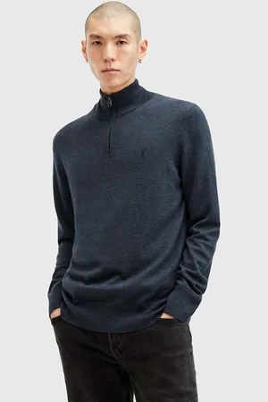 AllSaints Sweter z wełną KILBURN ZIP FUNNEL kolor M082KB