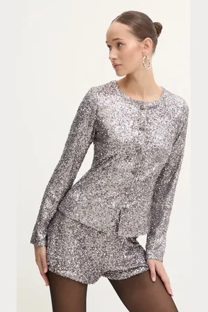 Never Fully Dressed Koszula Gunmetal Alexa Sequin Cardigan damskie kolor regular NFDTO1583