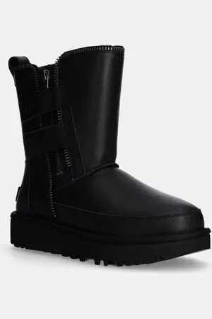 UGG śniegowce skórzane Classic Short Moto Boot kolor 1164710-BLK