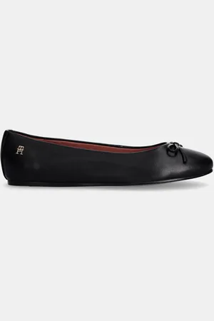 Tommy Hilfiger Baleriny skórzane BALLERINA LEATHER FLAT BOW kolor FW0FW08359