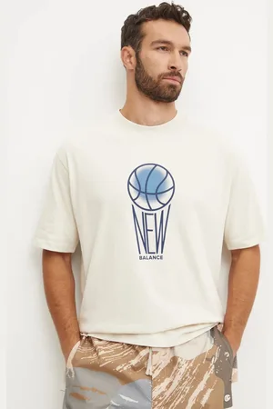 New Balance T-shirt bawełniany męski kolor z nadrukiem MT44585LIN