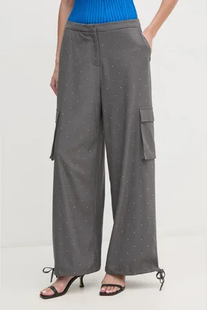 Gaudi Spodnie damskie kolor proste high waist 421FD25004