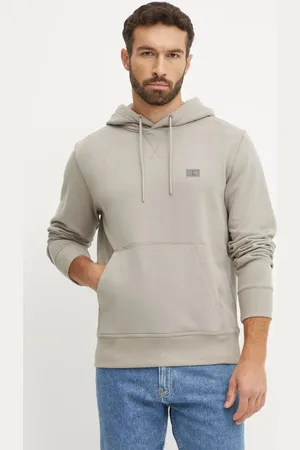 Calvin Klein Bluza bawełniana męska kolor z kapturem gładka J30J327113