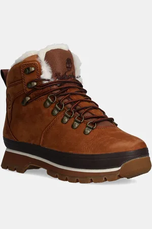 Timberland Workery skórzane Euro Hiker damskie kolor na płaskim obcasie lekko ocieplone TB1A2KE7F131