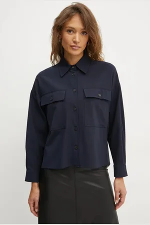 Max Mara Koszula z domieszką wełny kolor relaxed z kołnierzykiem klasycznym 2425046042600