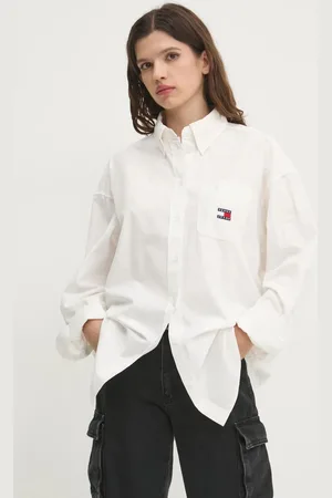 Tommy Hilfiger Koszula bawełniana damska kolor relaxed z kołnierzykiem klasycznym DW0DW19357