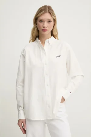 Tommy Hilfiger Koszula bawełniana damska kolor relaxed z kołnierzykiem klasycznym DW0DW19358
