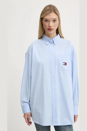 Tommy Hilfiger Koszula bawełniana damska kolor relaxed z kołnierzykiem klasycznym DW0DW19357