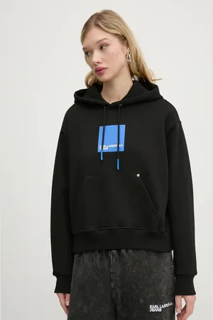 Karl Lagerfeld Bluza bawełniana damska kolor z kapturem z nadrukiem A1W20007