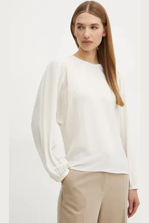 HUGO BOSS Bluzka z domieszką jedwabiu kolor gładka 50530950