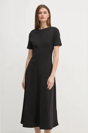 Tommy Hilfiger Sukienka bawełniana kolor midi rozkloszowana WW0WW43838