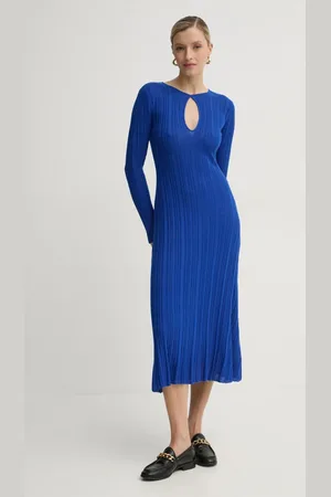 Pepe Jeans Sukienka z domieszką jedwabiu NATASHA kolor midi rozkloszowana PL953642