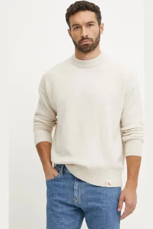 Calvin Klein Sweter z domieszką wełny męski kolor lekki J30J326737