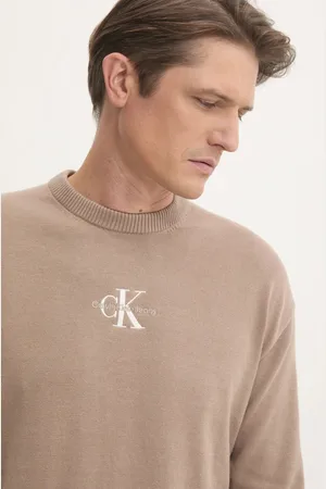 Calvin Klein Sweter bawełniany kolor lekki J30J327404