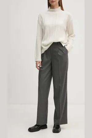 Oui Spodnie damskie kolor szerokie high waist 89782