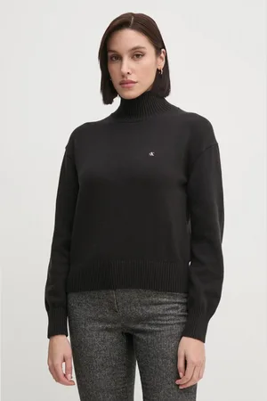 Calvin Klein Sweter bawełniany kolor z golfem J20J224806