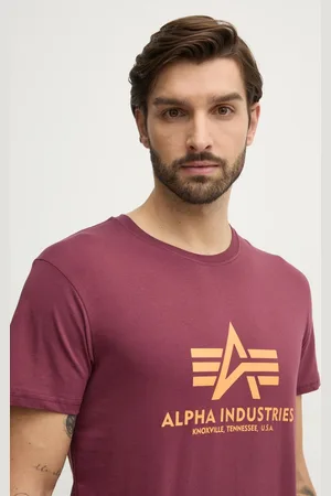 Alpha Industries T-shirt bawełniany Basic T-Shirt kolor czerwony z nadrukiem 100501.184