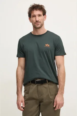 Alpha Industries T-shirt bawełniany Basic T Small Logo męski kolor gładki 188505.353