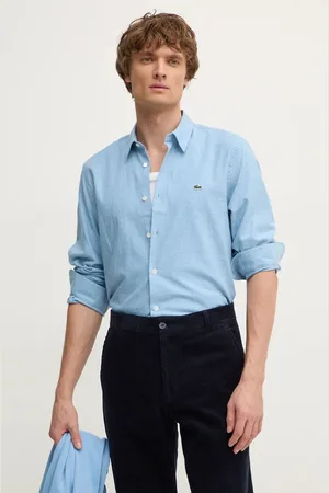 Lacoste Koszula bawełniana męska kolor slim z kołnierzykiem klasycznym CH2573