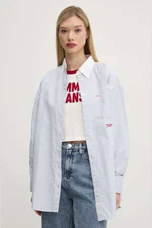 Tommy Hilfiger Koszula bawełniana damska kolor relaxed z kołnierzykiem klasycznym DW0DW20209