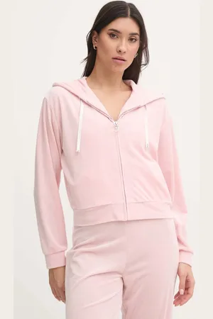Juicy Couture Bluza piżamowa LIV RIB VELOUR HOODIE damska kolor JCLBJ125503