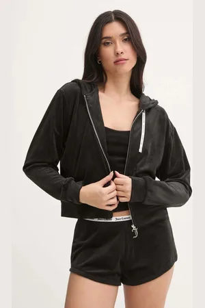 Juicy Couture Bluza piżamowa LIV RIB VELOUR HOODIE damska kolor JCLBJ125503