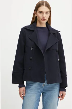 The Kooples Płaszcz wełniany kolor przejściowy dwurzędowy FMAN29001K
