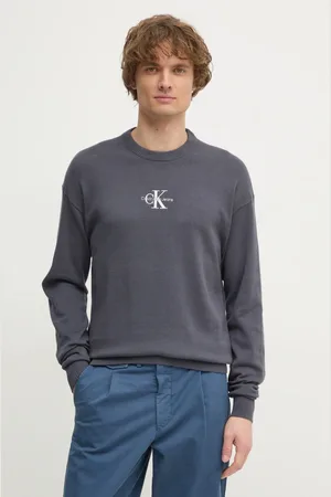 Calvin Klein Sweter bawełniany kolor czarny lekki J30J327404