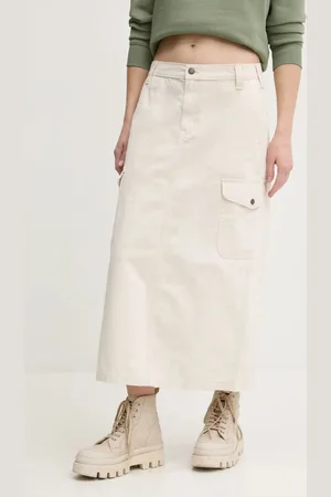 Dickies Spódnica bawełniana DUCK CANVAS kolor szary midi rozkloszowana DK0A4Z2R