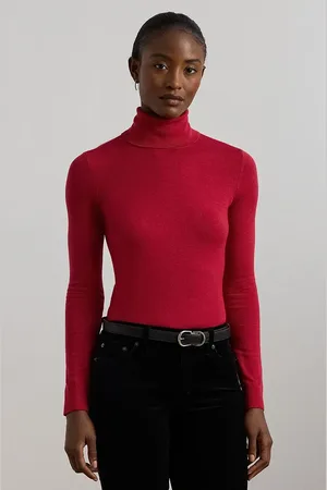 Ralph Lauren Sweter z domieszką jedwabiu kolor lekki z golfem 200940470