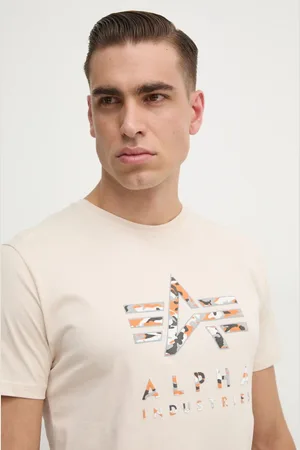 Alpha Industries T-shirt bawełniany męski kolor z nadrukiem 146506