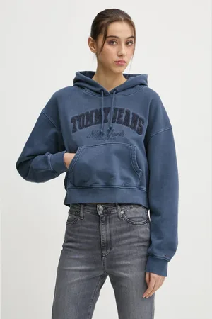 Tommy Hilfiger Bluza bawełniana damska kolor z kapturem z aplikacją DW0DW19413