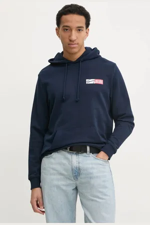 Tommy Hilfiger Bluza bawełniana dziecięca męska kolor z kapturem z nadrukiem DM0DM20257